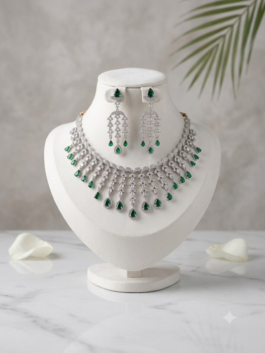 Mint Emerald Diamond Choker Set
